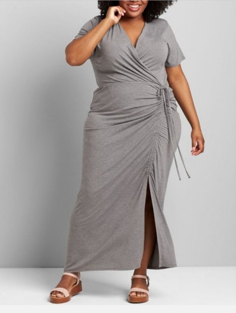Lane Bryant Crossover Side Drawstring Maxi Dress